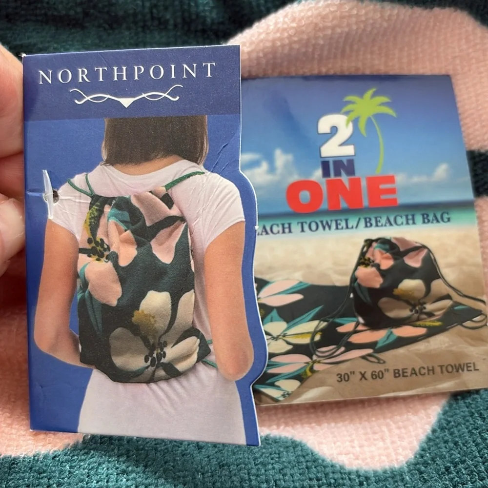 Northpoint two and one beach towel beach bag 30 x 60 beach towel backpack